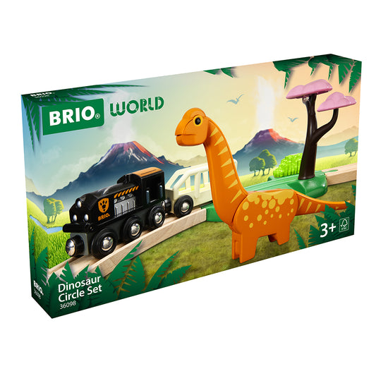 Imagine Set trenulet cu traseu de sine, aventura dinozaurilor BRIO, 3+ ani